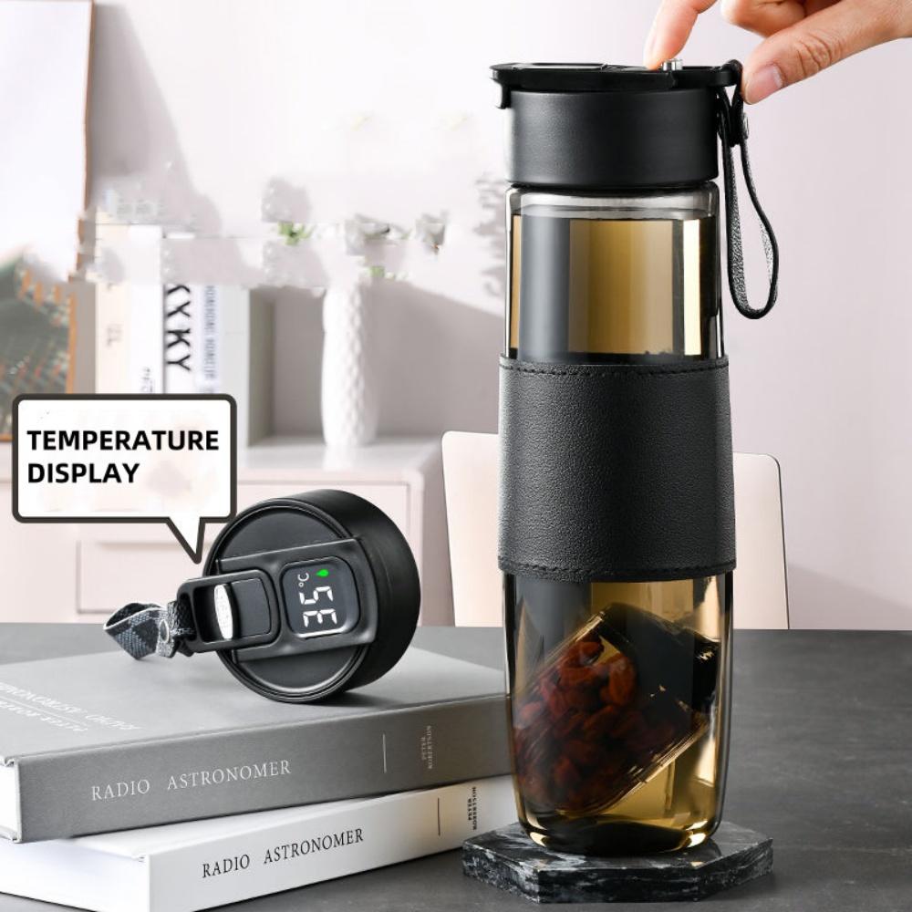 Smart LED Temperature Display Water Bottle For Tea With Tea Separation Strainer Infuser Tritan Material Tea Bottle