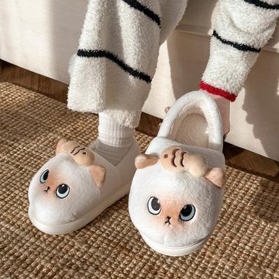 Cartoon Cute Cotton Slippers Are Soft In Autumn and Winter, Indoor Home Warmth, Velvet Thick-soled All-inclusive Cotton Shoes, and Outer Wear.