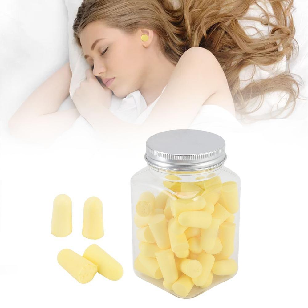 60Pcs Slow Rebound Sponge Washable Noise Reduction Earplugs Travel airplane train noise blocking жёлтый