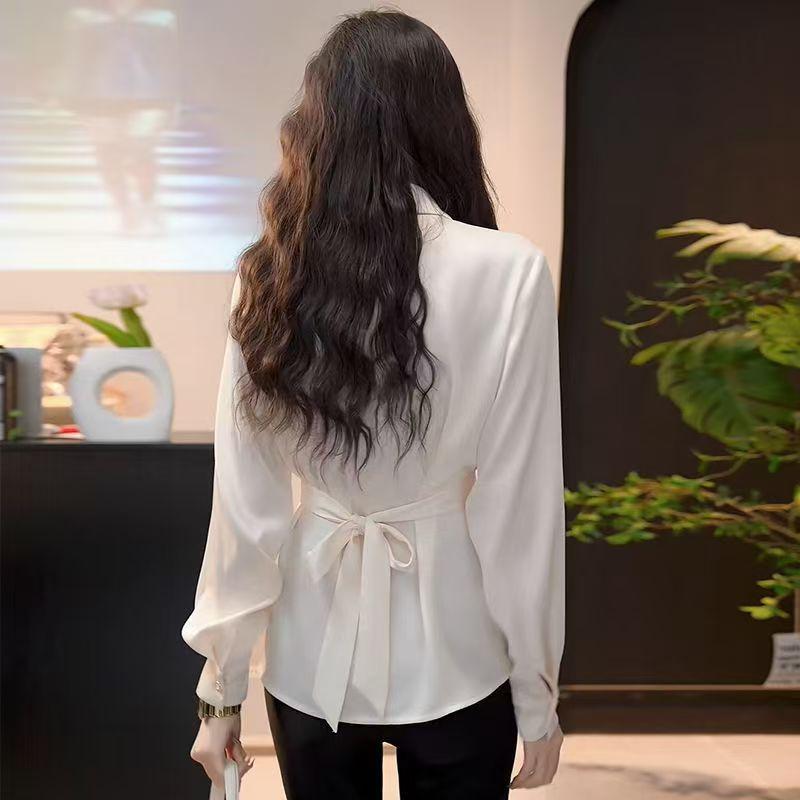 New 2025 Slimming French Silk Satin Top: Influencer Style, Plus Size, Spring Collection