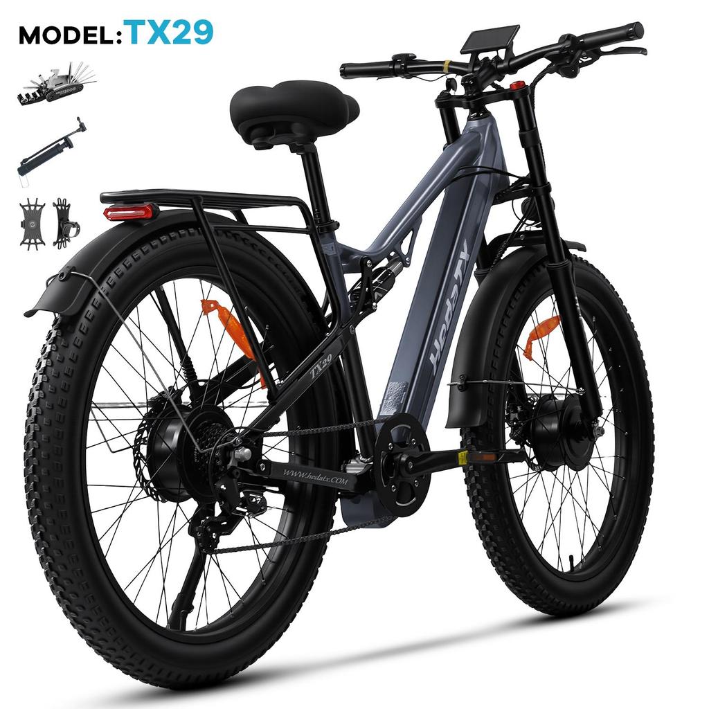 E-Bike TX29 2000W Doppelmotor 48V 19,2AH Akku, stoßdämpfender Rahmen aus Aluminiumlegierung, 27,5-Zoll Feinstreifenreifen, elektrisches Fahrrad für den urbanen Pendelverkehr.