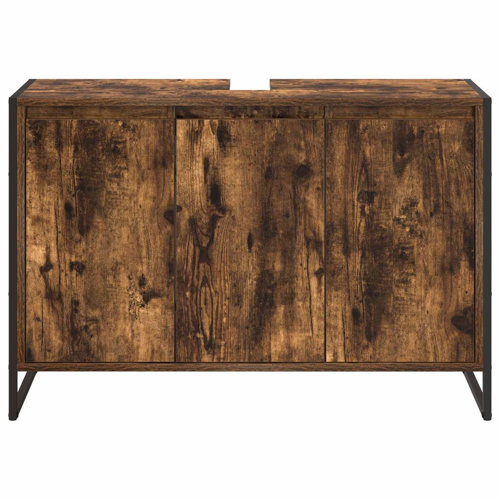 Bathroom Cabinet Smoke Oak 90 X 30 X 60 Cm Particleboard