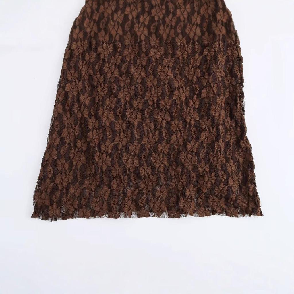 2024 Autumn Women's European & American Style Lace Long Sleeve Maxi Dress