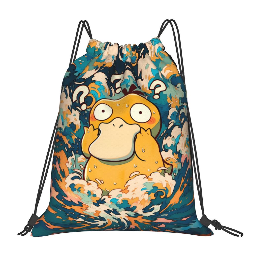 Custom P-Psyducks Drawstring Backpack Women Men Gym Sport Sackpack Portable Manga Shopping Bag Sack