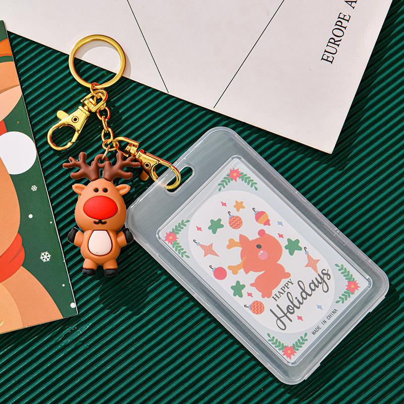 1PC Card Cover with Key Chain Bank Credit Card Holder Plastic Cartoon Student ID Bus Card Holder