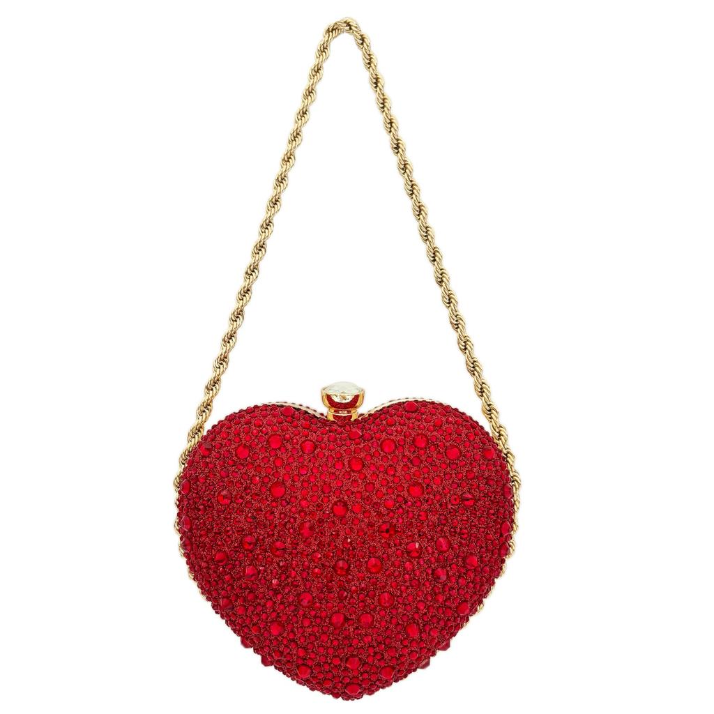 Luxury Diamond Inlay Heart Shape Crystal Clutch Purse Stones Evening Wedding Party Shoulder Bag Handle Rhinestone Mini Handbags