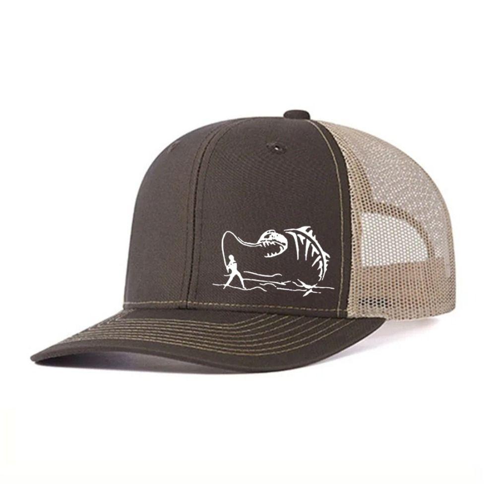 Fashion Fisherman Print Men's Baseball Cap Grid Hip Hop Trucker Hat Lightweight Breathable Duck Tongue Hat Spring Summer Outdoor