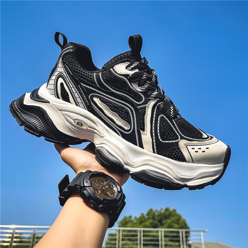 Pánské boty 2024 nové podzimní prodyšné síťované módní oblíbené tátové boty pro mládež, volný čas, sportovní platforma, trendy boty