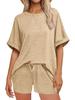 2026 Summer Hot Selling Casual Batwing Sleeve T-shirt & Drawstring Shorts Set