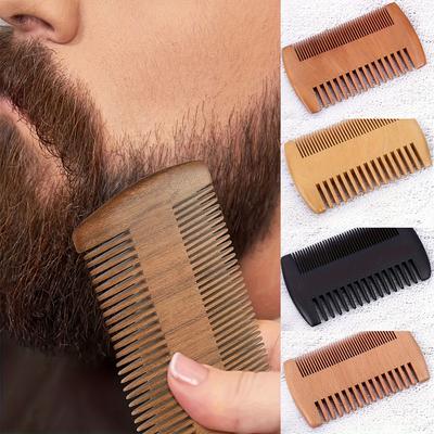 Peigne à dents clairsemées denses à double face, moustache, peigne en bois, peigne portable en bois de santal vert pêche, sculpté