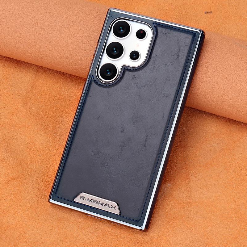 Applicable to Samsung s25edge mobile phone case magnetic suction anti-drop all-inclusive s26ultra electroplated 24u business s23u leather case