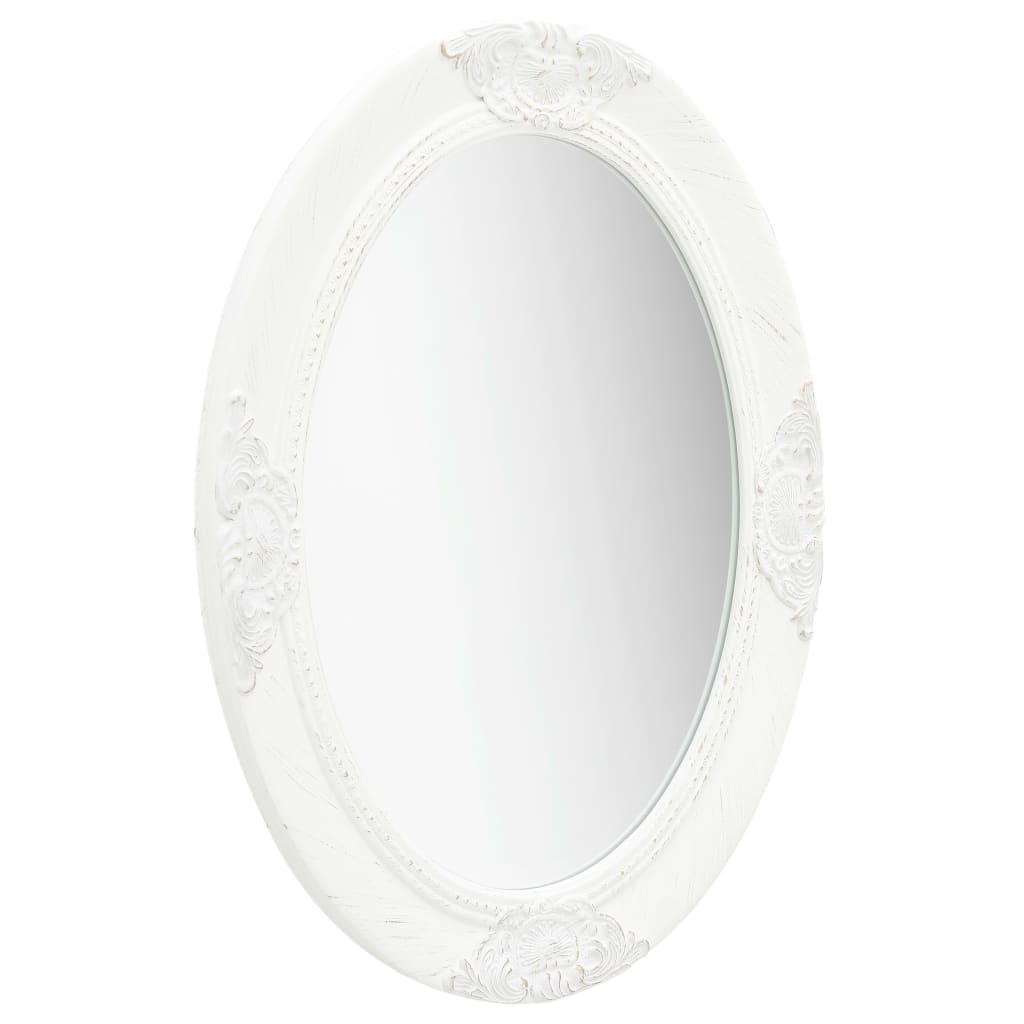 Baroque Style Wall Mirror 50 x 70 cm White