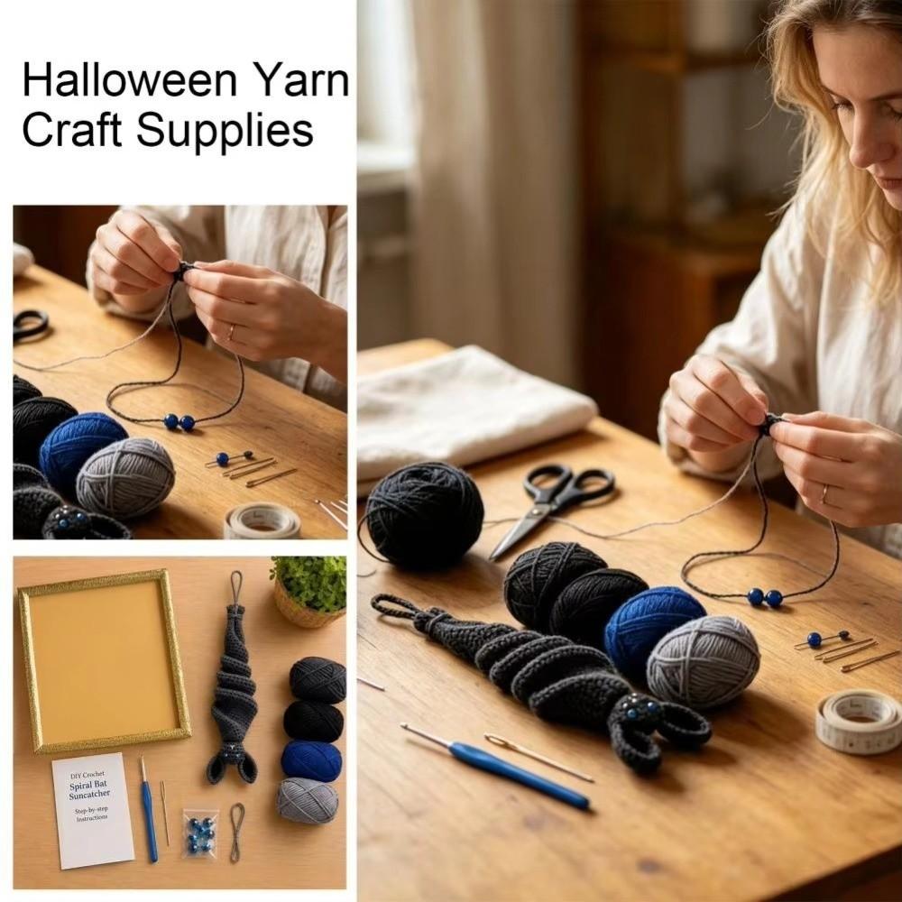 Handmade Bat Wind Spinner Crochet Kit Hanging DIY Spiral Bat Knitted Pendant Beginner Friendly