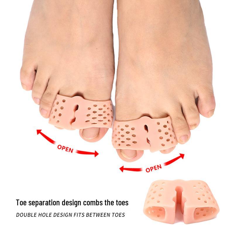 Silicone Hallux Valgus Corrector - Double Hole Toe Separator for Overlapping Valgus