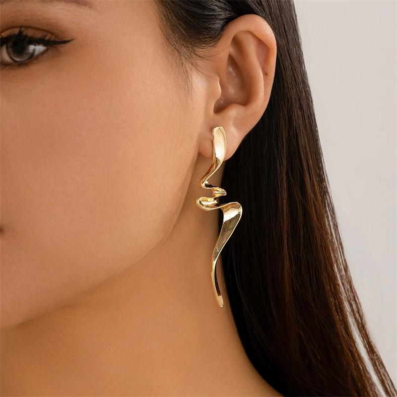 Fashion Twisted Drop Earrings for Women Vintage Chunky Irregular Long Thick Stud Earrings Statement Wedding Jewelry Gifts