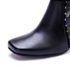Johnature Genuine Leather Short Boots Handmade Retro Lace Square Toed Thick Heel Women's Boots