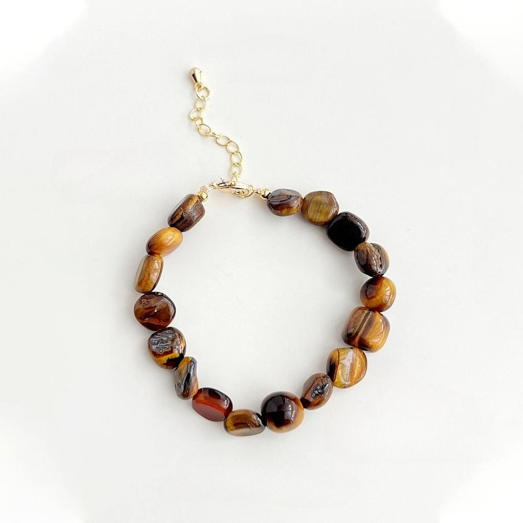 Artistic and retro tiger's eye stone bracelet, natural stone bracelet