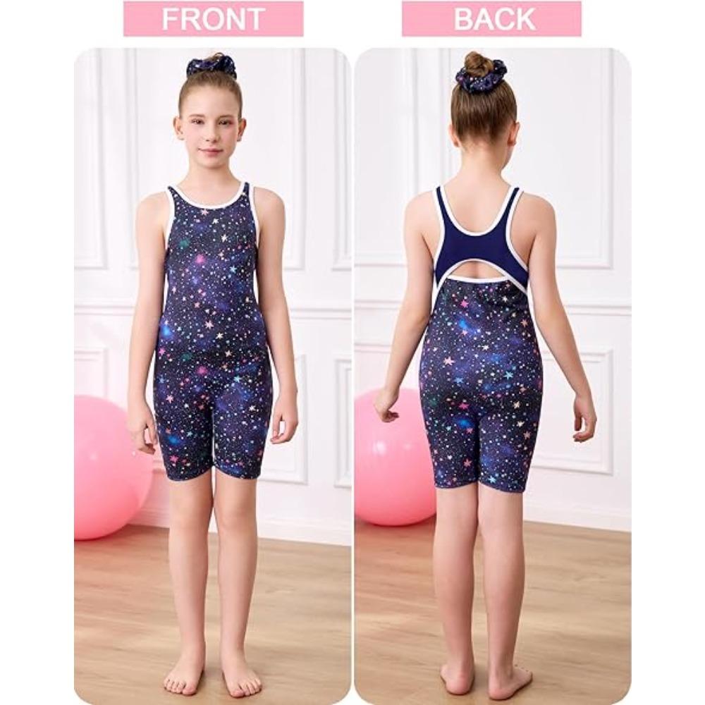 CHARMLEAKS Gymnastics Leotards for Girls Dance Unitard Biketards Racerback Tumbling Outfits with Scrunchie