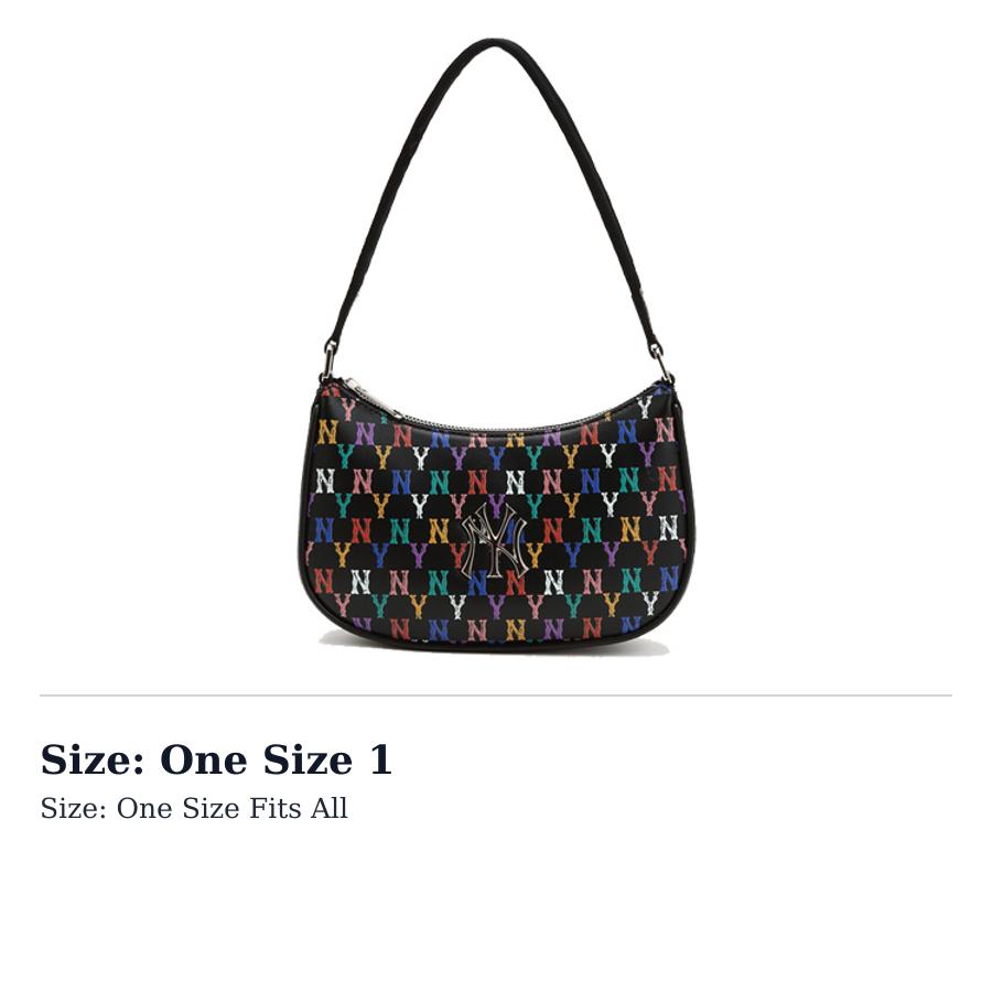 MLB Monogram Collection Cotton Shoulder Bag, Handbag, Shoulder Bag Unisex Black 3ABQS041N-50BKS One Size 1