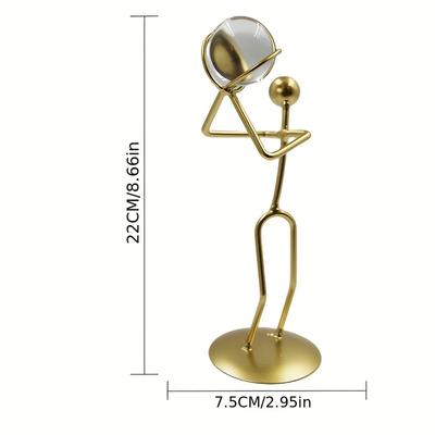 1pc Northern Europe Light Luxury Iron Arts Sports Little Man Crystal Balls, TV Ark Front Door Decoration