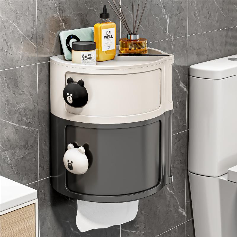 Toilet toilet paper box Toilet tissue box Wall-mounted roll paper rack No punching Sanitary napkin storage box