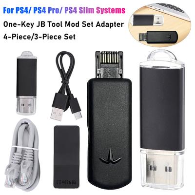 One-Key JB Tool Mod Set Adapter 4-Piece USB JB Tool Adapters With Ethernet Gaming Accessories For PS4 Slim PS4 9.0-11.0 Systems