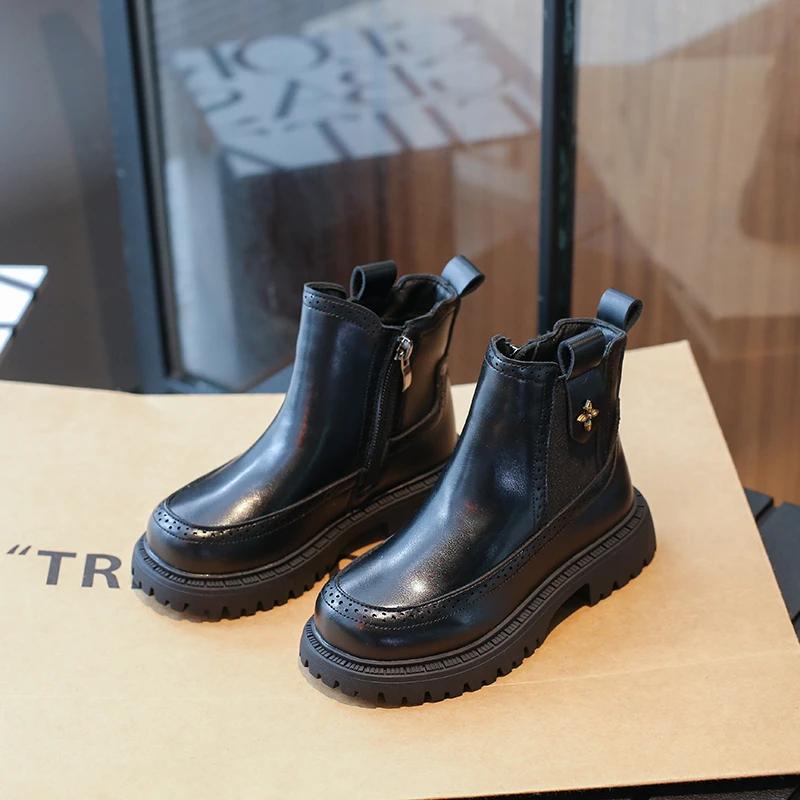 

Детские ботинки челси для девочек, милая строчка, французский стиль, модные, детские повседневные ботинки, нескользящие, однотонные, шикарные, 2024 новинка, принцесса 26 чёрный