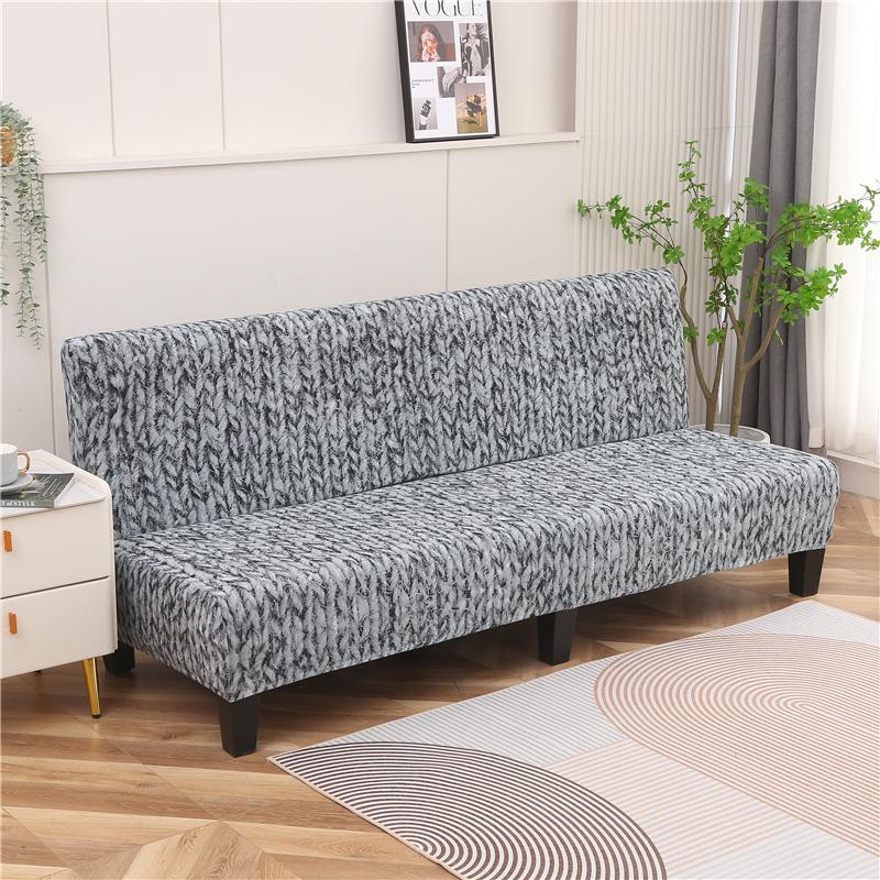 Stretch Futon Slipcover Armless Sofa Cover Furniture Protector Without Armrests Slipcover Soft with Elastic Bottom for Kids