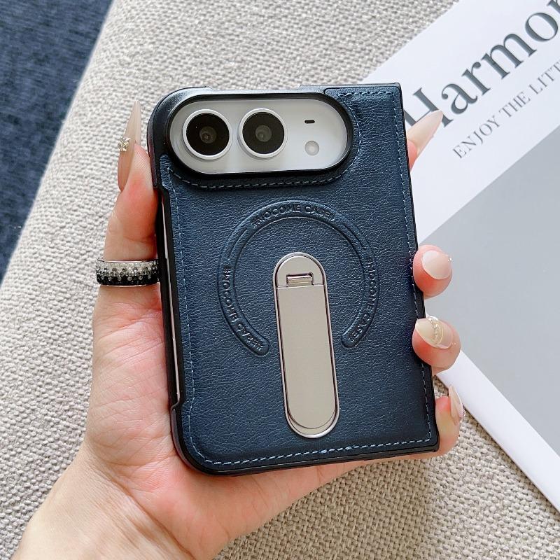 For IPhone DUO Phone Case Business Leather Kickstand Shockproof Anti Scratch Wireless Charger Magnetic Protective Cover