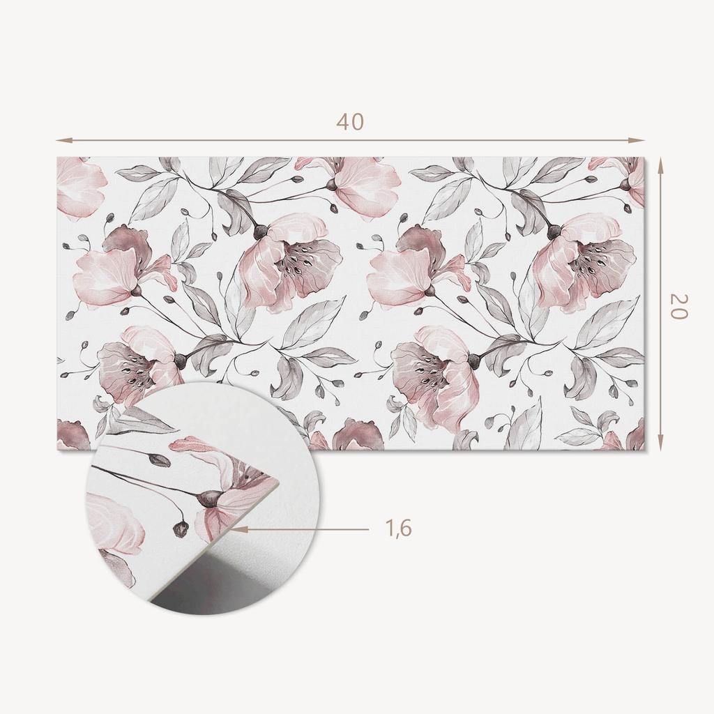 Azulejos de Vinilo Autoadhesivos con Impresión para Sala de Estar Patrón Floral Acuarela 10X40X20 Cm