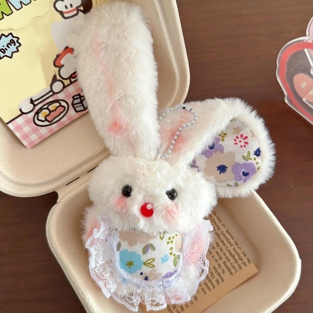 Cartoon Design Stuffed Keyring Cute Long-eared Rabbit Pendant Plush Rabbit Keychain Accessory Style E