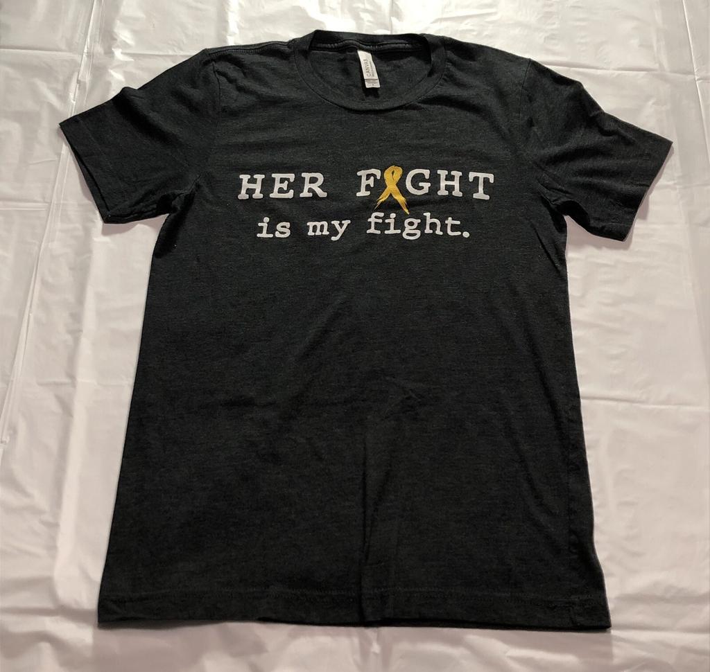 Brain Cancer Awareness T Shirt Women's Small Her Fight Is My Fight Gray Tee