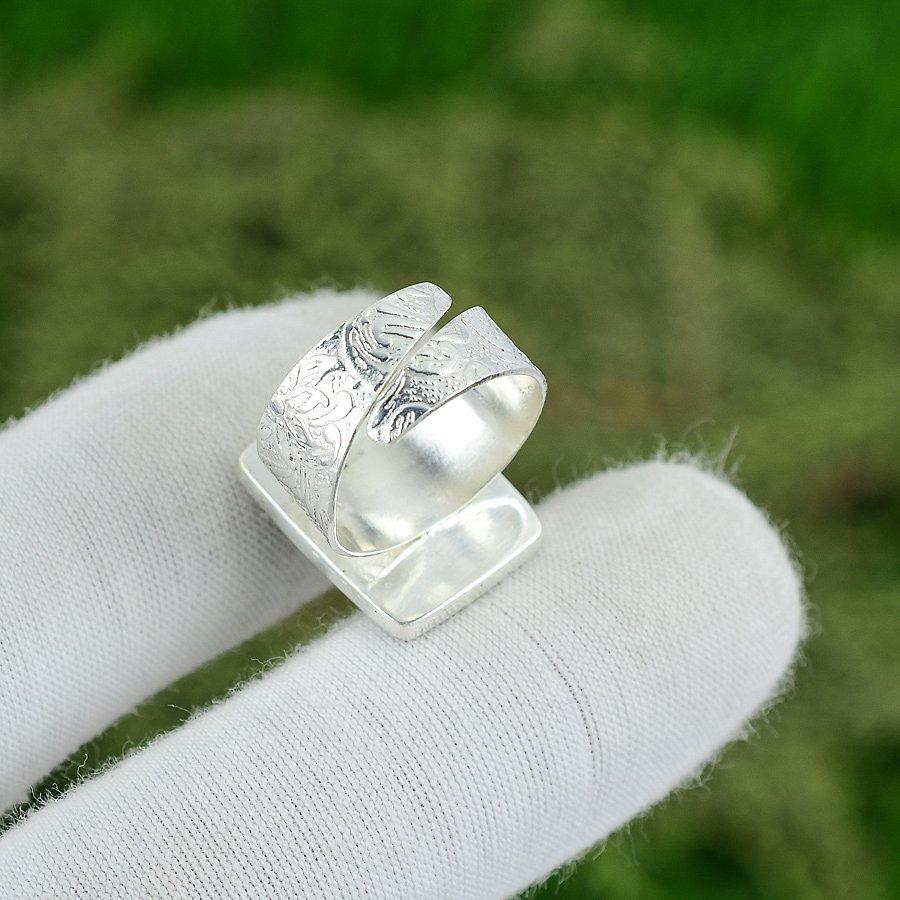 925 Silver Natural Rainbow Moonstone Rough Multi Stone Adjustable Ring