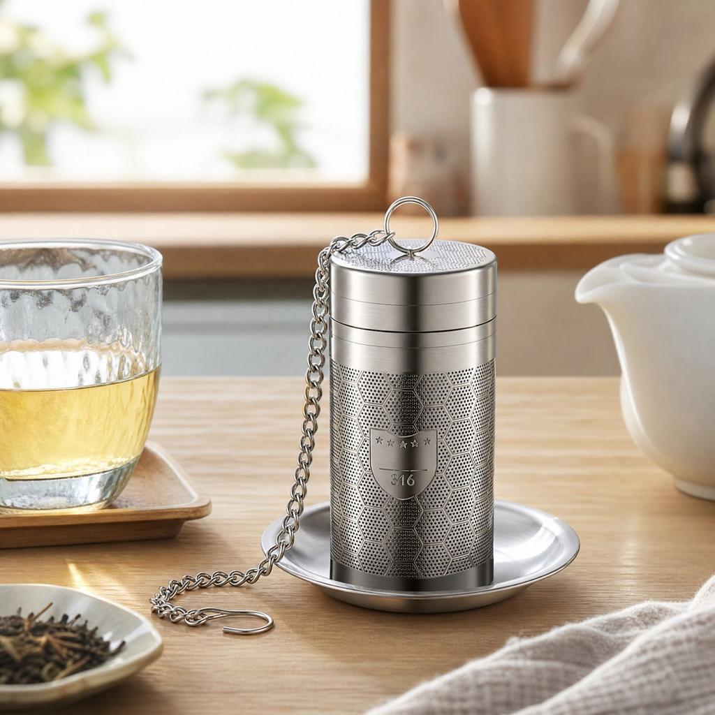 Stainless Tea Infuser with Fine Mesh Strainer for Thermal Cups, Threaded Tea Filter for Loose Leaf Tea