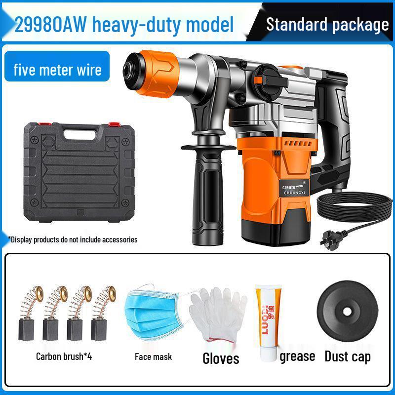 Chuangyi Multi-Functional Electric Hammer & Drill: Dual-use High-Power Concrete Impact Tool for Household and Industrial Use.