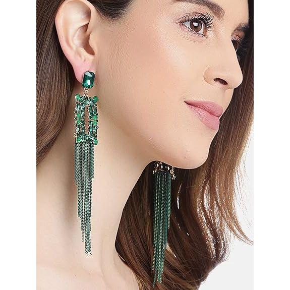 

Ювелирные серьги для женщин Серьги ручной работы с кисточками и кристаллами для девочек и женщин зелёный