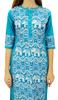 Phagun Women's Designer Straight Black Kurta 3 4 Sleeve Printed Casual