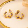 Vintage Multi-color Zirconia Ear Cuffs, 18K Gold Titanium Steel, Elegant Earrings