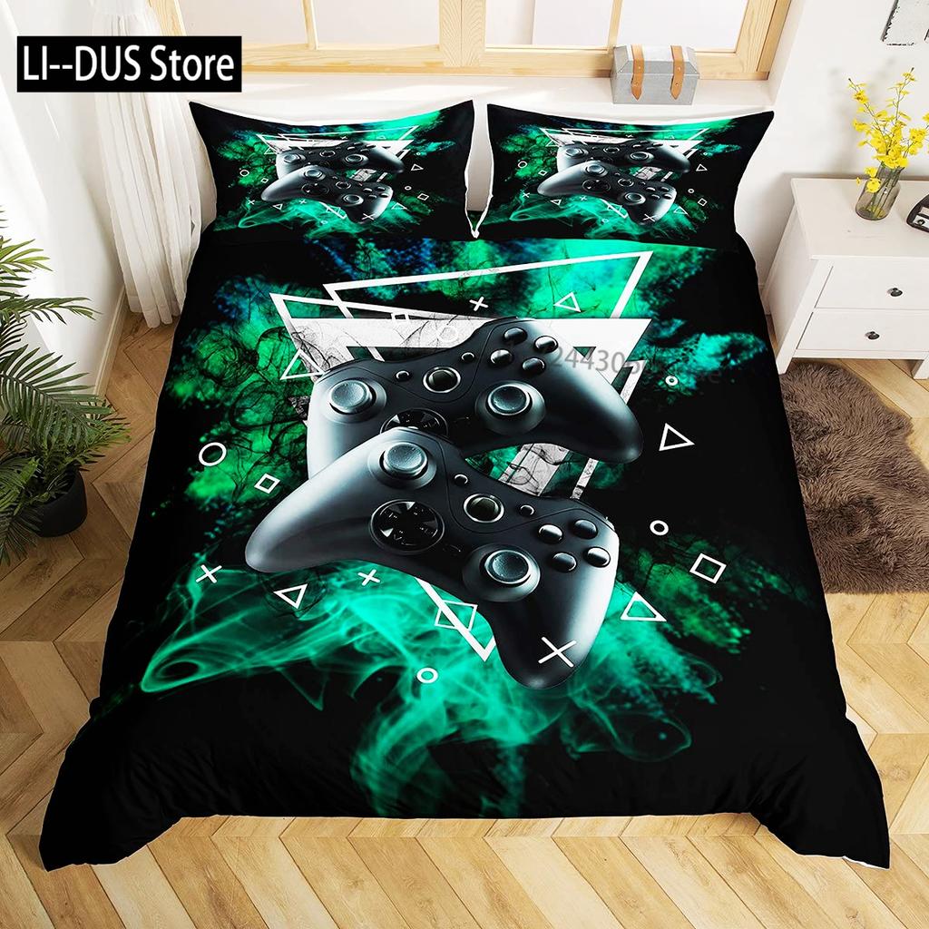 Gamepad Duvet Cover Set Microfiber Gamer Player Gaming Joystick Comforter Cover Queen Size Kids Boys Video Game Twin Bedding Set