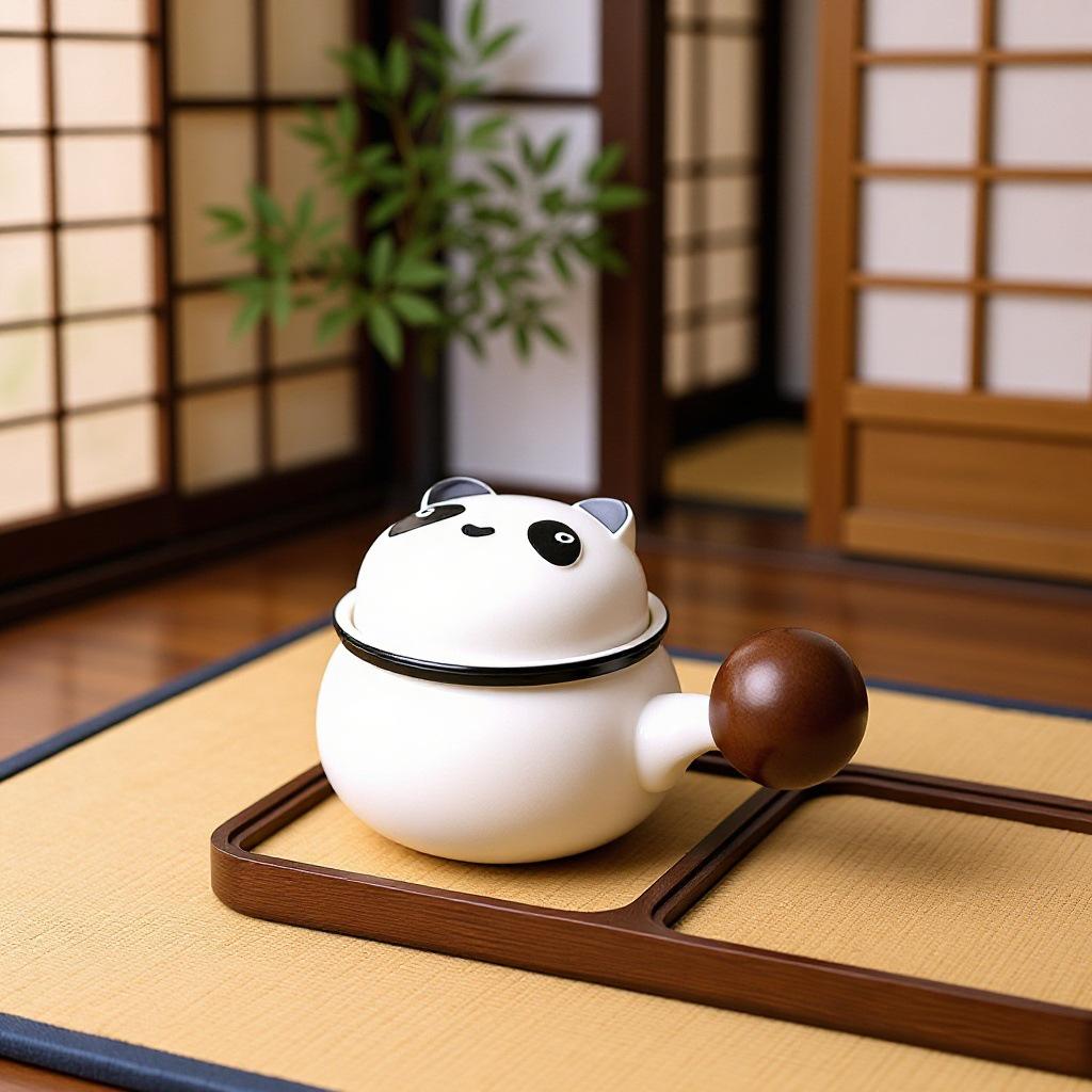 Cute Panda Ceramic Tea Set - Perfect for Office, Home, or Gifts Panda Quick Cup Three-Piece Set