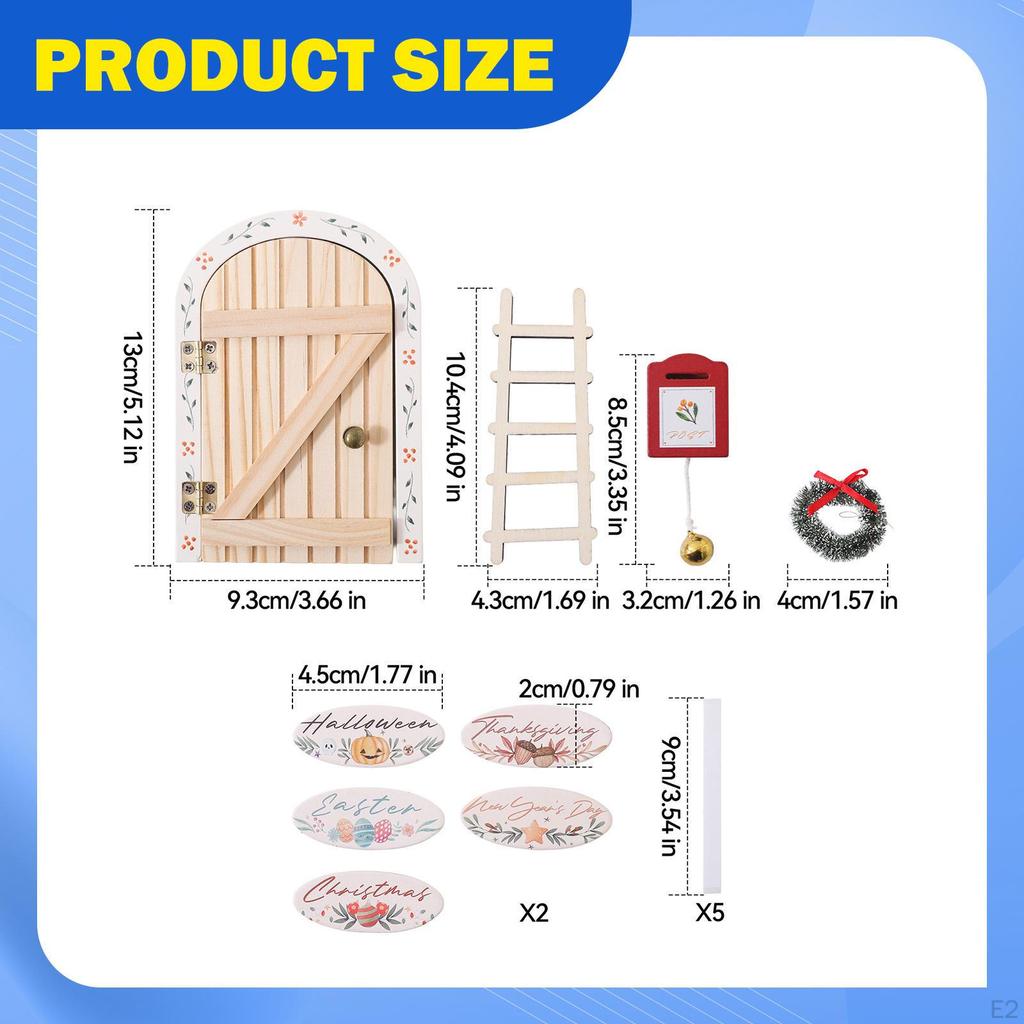 Christmas Elf Fairy Door Set Decorations Mini Easy Assembly Halloween DIY Craft Ornaments for