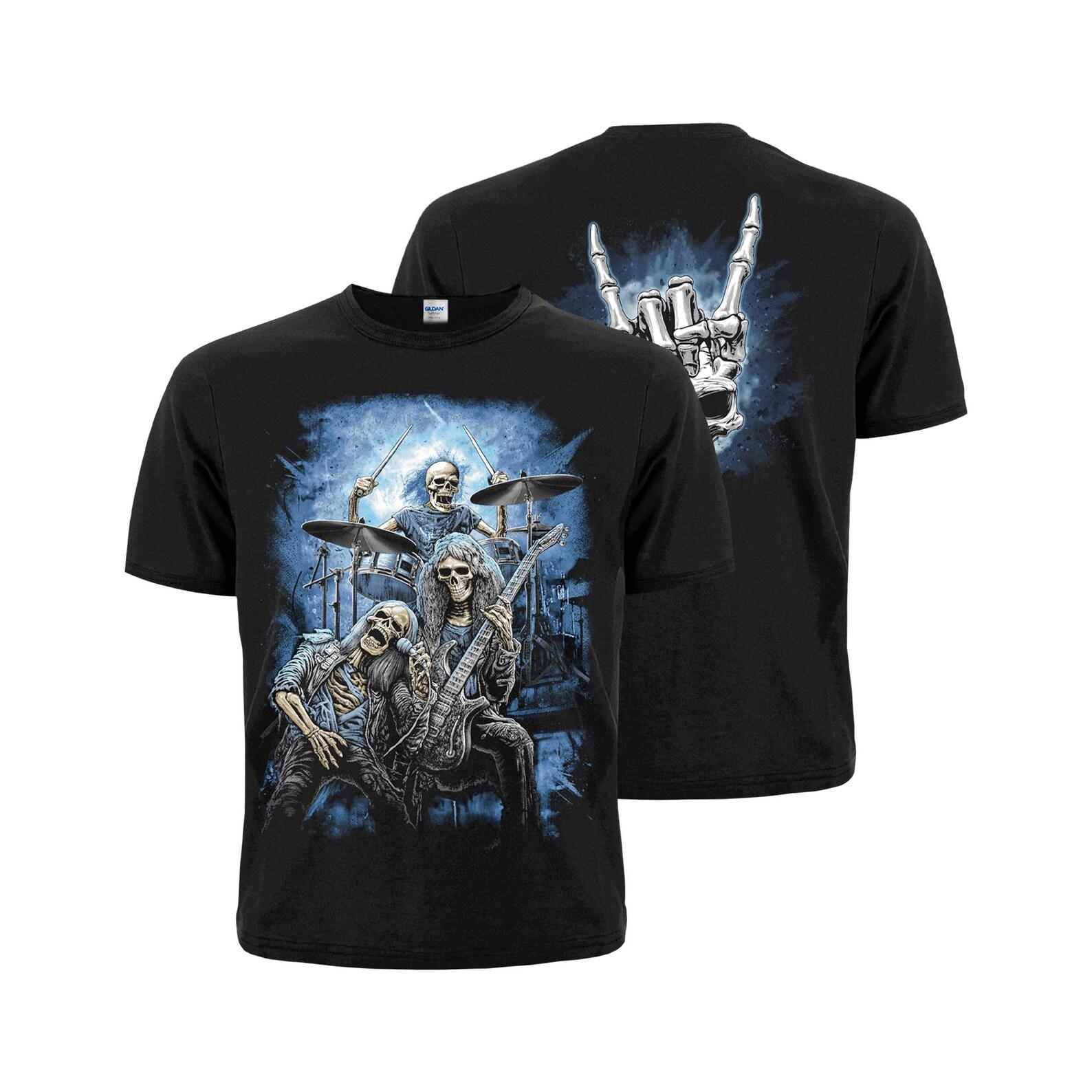 Skeleton Rock Band T-Shirt: Gothic Metalhead Concert Tee 4XL