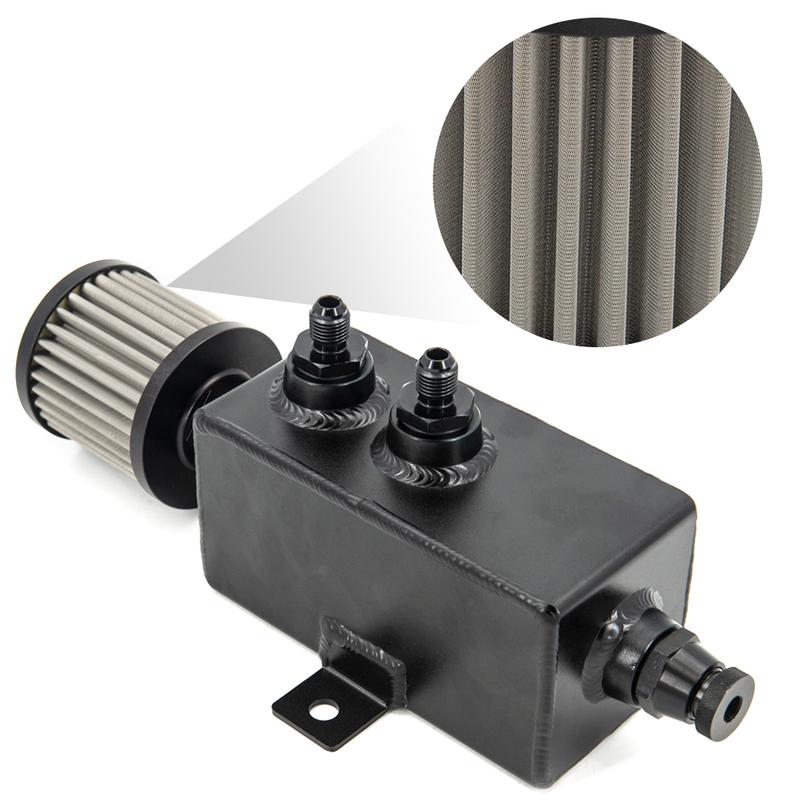 Universal Car 1L Aluminum Oil Catch Can Tank Fuel Tank With Breather Filter Drain With AN6/8/10 Fitting OCT-AN10-1L-BK
