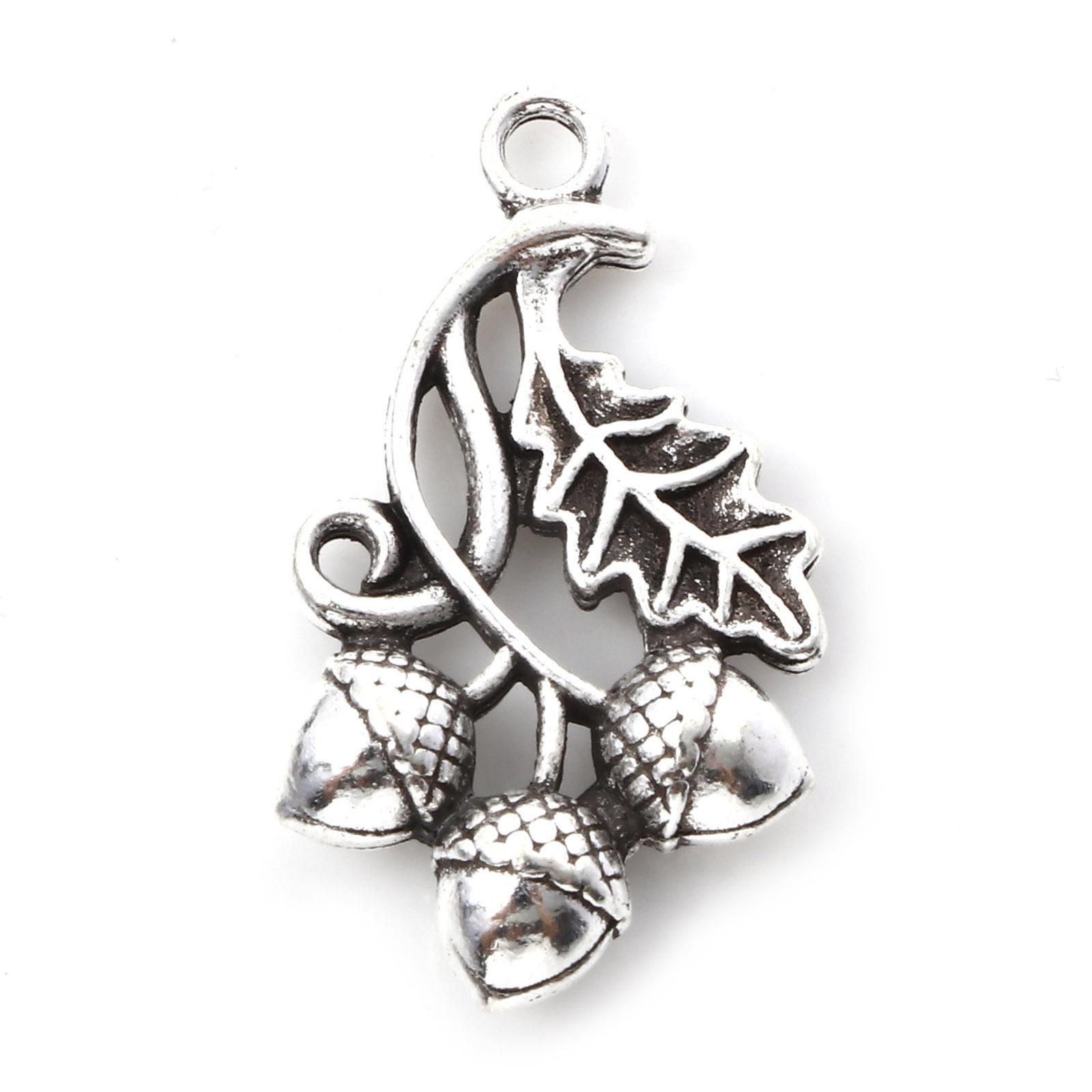 

10PCs Acorn Leaf 3D Charms Vintage Metal Plant Pendants DIY Making Necklace Bracelets Women Jewelry Gifts 26mm x 15mm