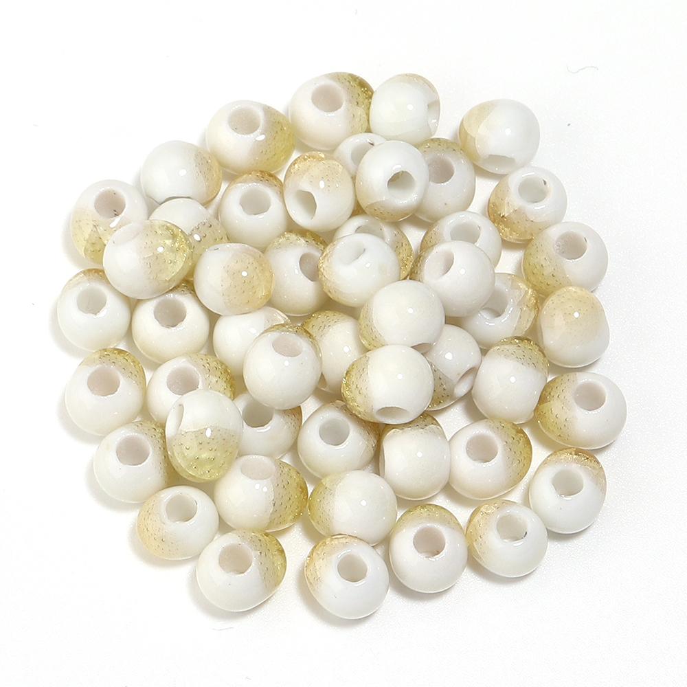 

40pcs/lot 6mm Ice Crack Ceramic Beads Round Loose Spacer Beads For Jewelry Making DIY Bracelet Necklace Earrings Accessories жовтий