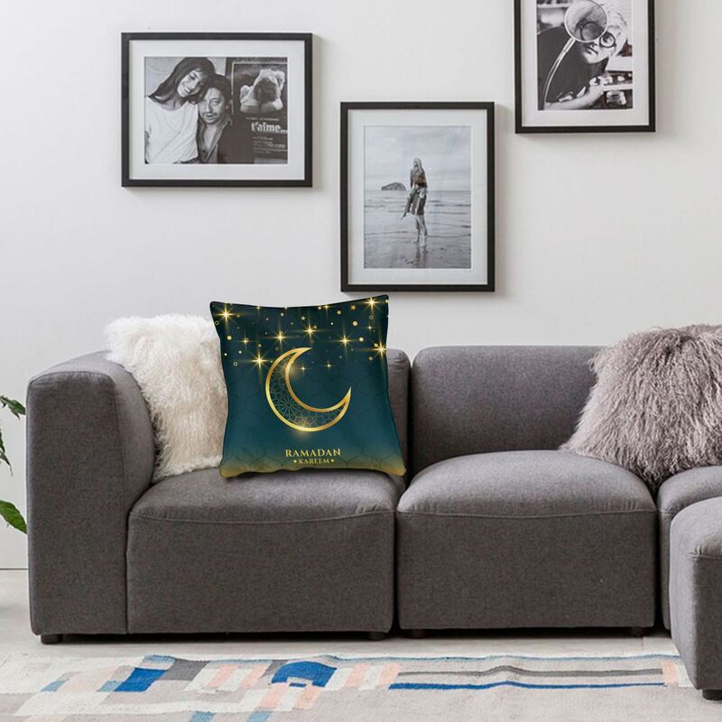Hot Sale Ramadan Kareem Cushion Cover Polyester Islamic Muslim Eid Mubarak Throw Pillow Case for Sofa Car Pillowcase Decoration