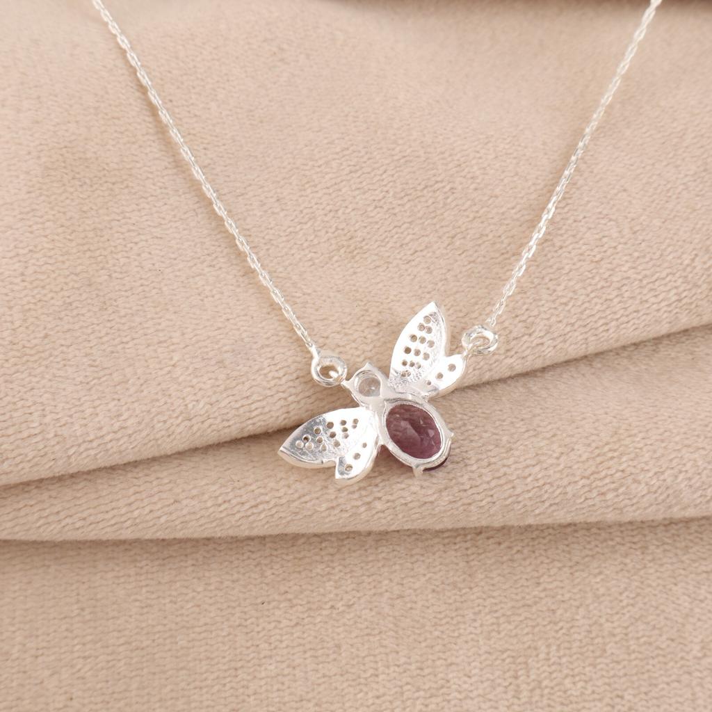 Amethyst Gemstone 925 Sterling Silver Zircon Jewelry Butterfly Pendant 0.50" CZP-12-7