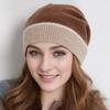 Inverno Cashmere Protezione Orecchie Caldo Cappello Lavorato a Maglia Colore a Contrasto Cappello a Pompon da Donna