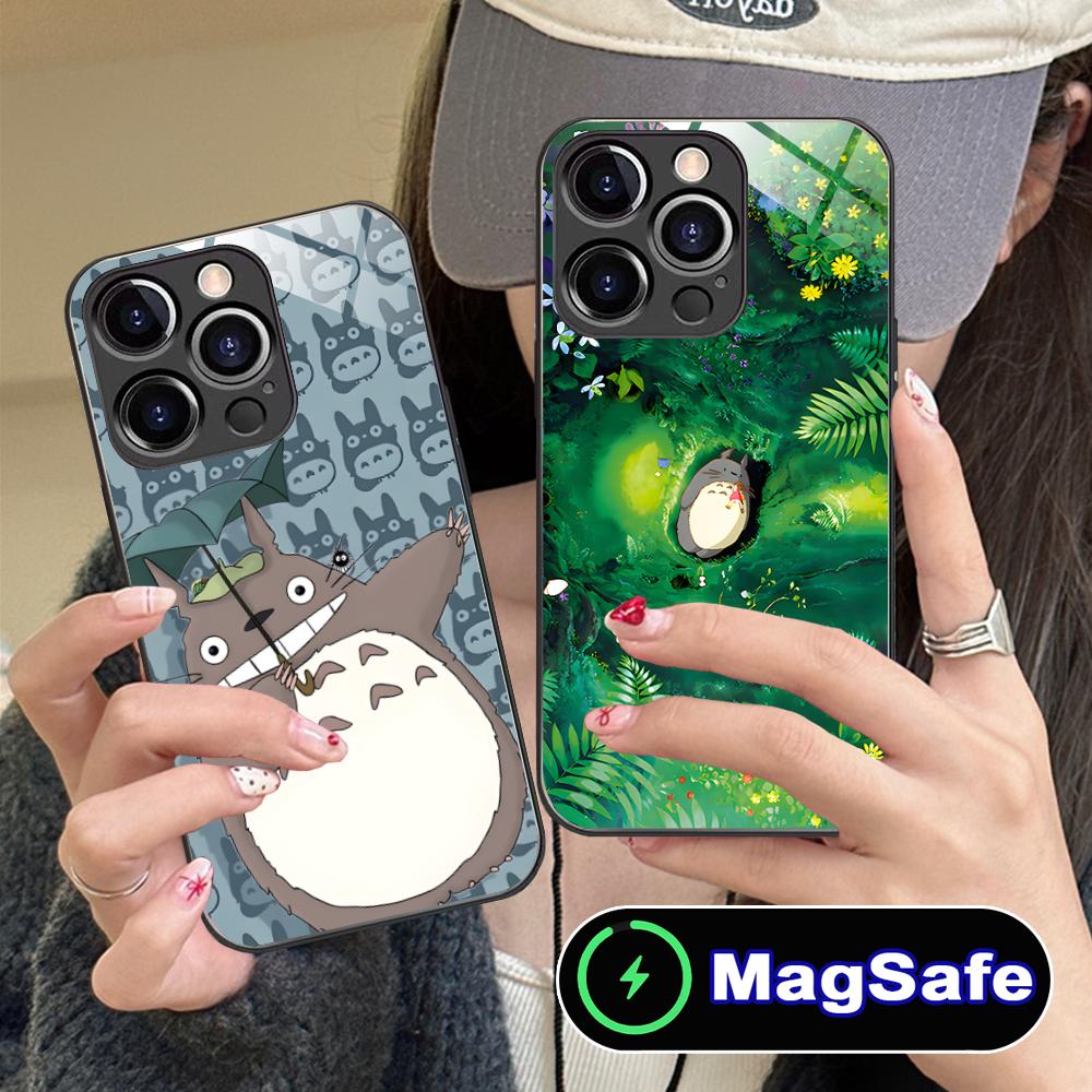 Anime Cute S-Totoros Phone Case for iPhone 16 15 14 13 12 11 Pro Max Plus Mini MagSafe Glass Colour Printing Pretty Smartphone