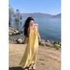 Sanya Tourism Seaside Vacation Dress Women's Halter Suspender Long Dress Slightly Fat Loose Atmosphere Beach Dress
